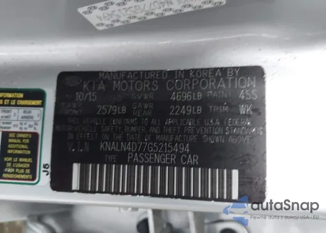 2016 Kia Cadenza z USA, uszkodzony, nr VIN KNALN4D77G5215494